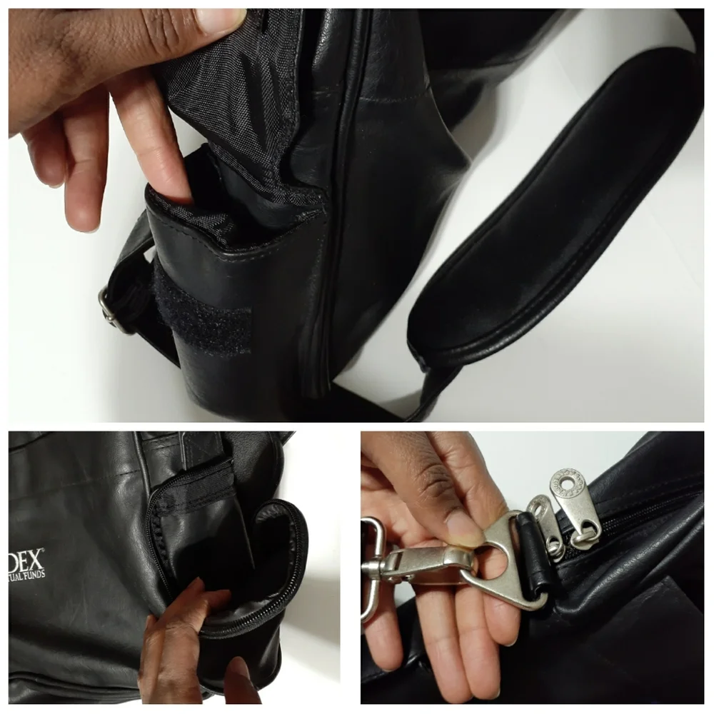 Vintage IDEX Mutual Funds Black Faux Leather Business Bag